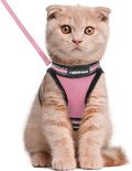 Cat Harness and Leash Set for Walking Escape Proof, Adjustable Soft Kittens Vest with Reflective Strip for Cats, Comfortable Outdoor Vest, Blue, S