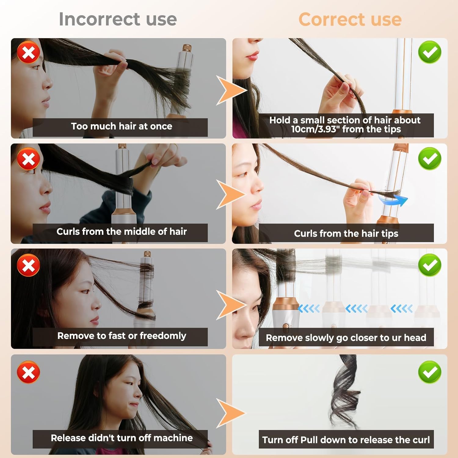 Hair Dryer Brush 6 in 1 Detachable Blow Dryer Brush Set 60000RPM Hair Styling Tool 1000W Professional Hot Air Styler Negative Ionic Hot Air Brush Auto Air Curler Straighten round Brush (Gold)