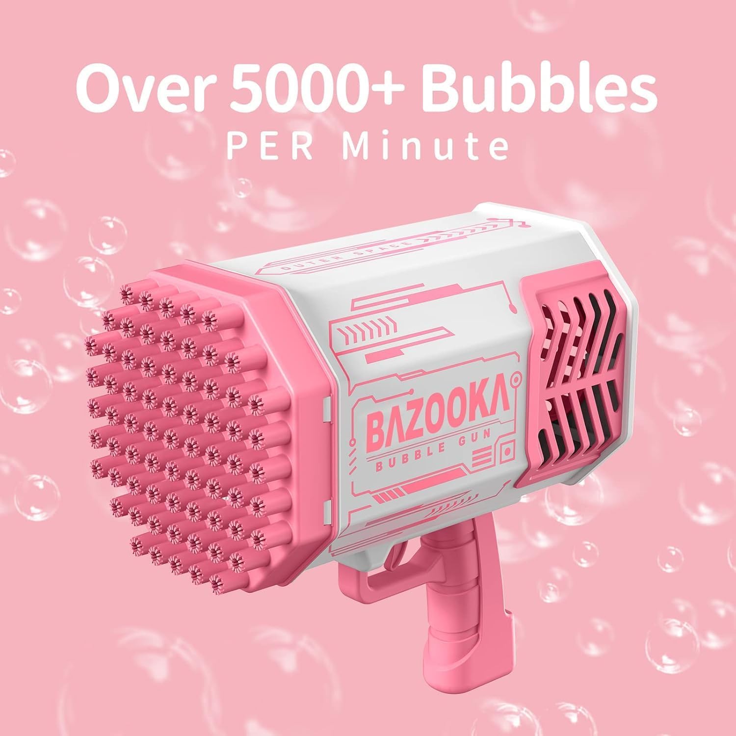 Bubble Machine Gun, 69 Holes Bubbles Gun Kids Toys for Boys Girls Age 5 6 7 8 9 10 11 12 Year Old, Summer Outdoor Toy Birthday Wedding Party Favors Gifts (Pink)