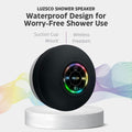 Waterproof Bluetooth Shower Speaker with LED, IPX4 Portable Wireless Hands-Free Mini Speaker, Built-In Mic, Suction Cup (Black)