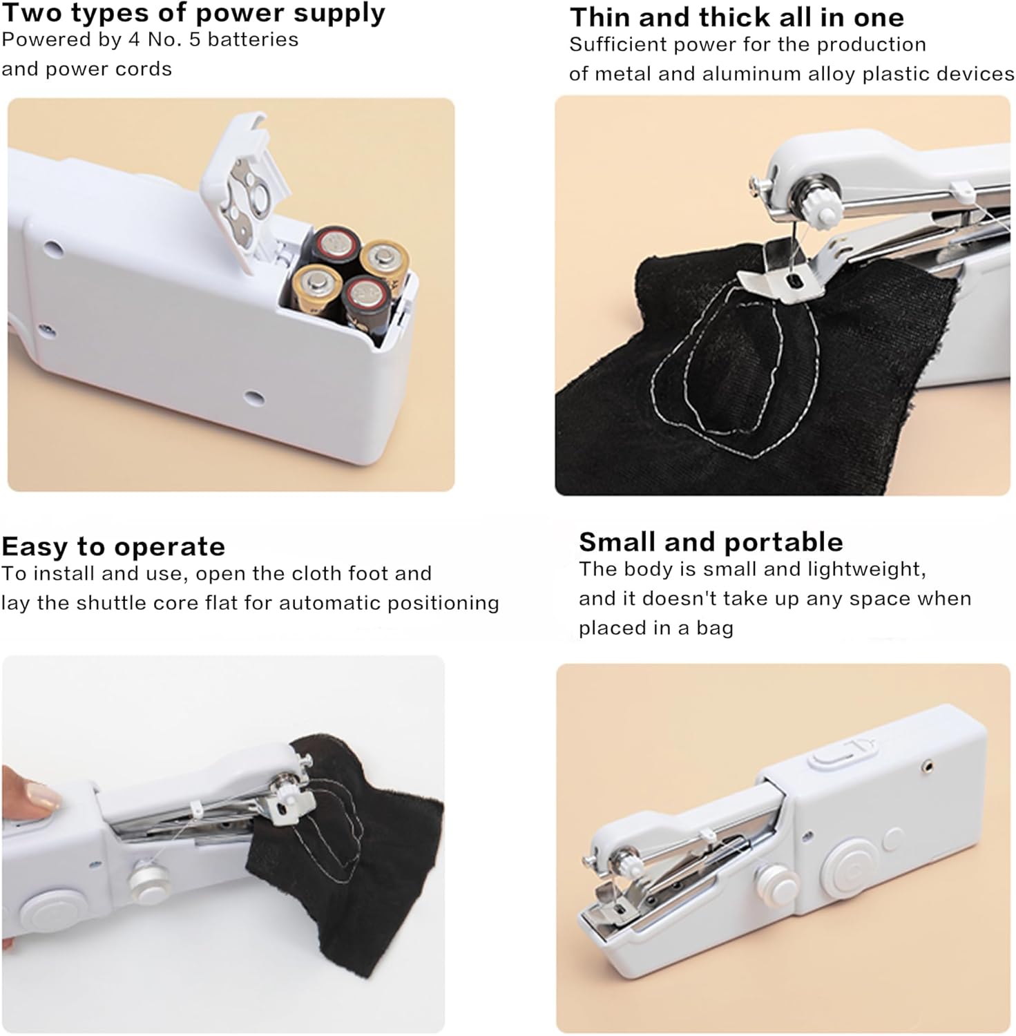 Handheld Mini Sewing Machine, Cordless Portable Quick Electric Sewing Machine with Sewing Accessories for Beginners, Suitable for Home Travel DIY Clothes