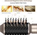 Hair Dryer Brush 6 in 1 Detachable Blow Dryer Brush Set 60000RPM Hair Styling Tool 1000W Professional Hot Air Styler Negative Ionic Hot Air Brush Auto Air Curler Straighten round Brush (Gold)
