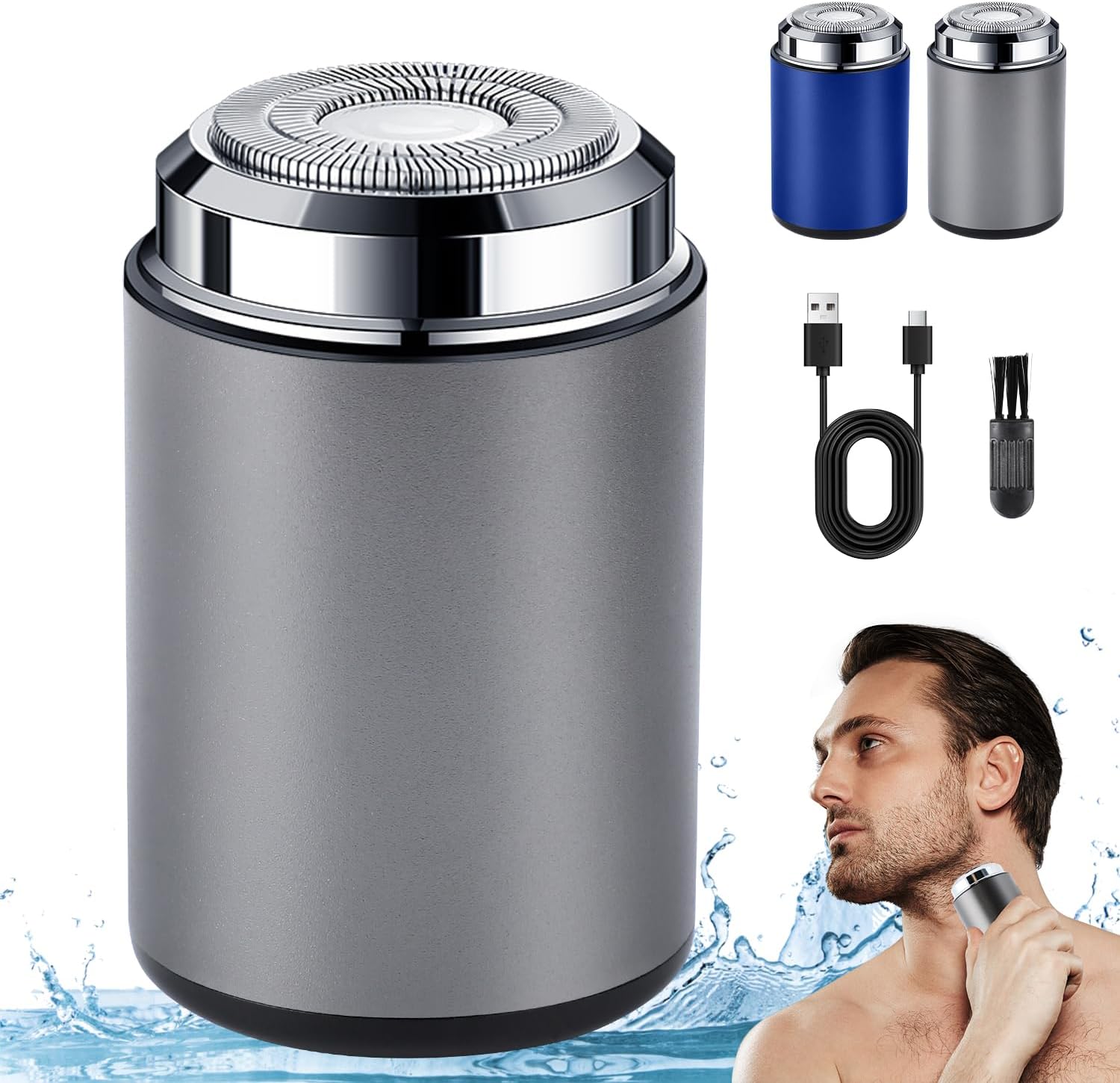 Unisex Mini Portable Electric Shaver, USB C Rechargeable Waterproof Electric Razor Trimmer for Face, Leg, Armpit, Chest and Body Hair (Blue)