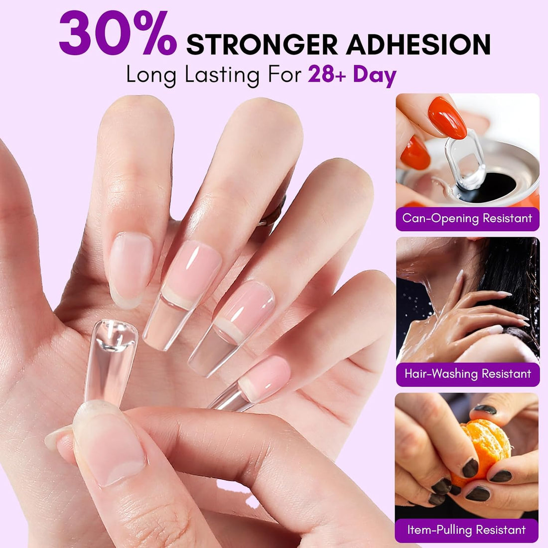 Solid Nail Glue Gel for Press on & Acrylic Nails - 3D Nail Gel for Art Design, Super Strong Clear Adhesive 15ML Long Lasting, UV Lamp Cured, Ideal for Home Salon Use