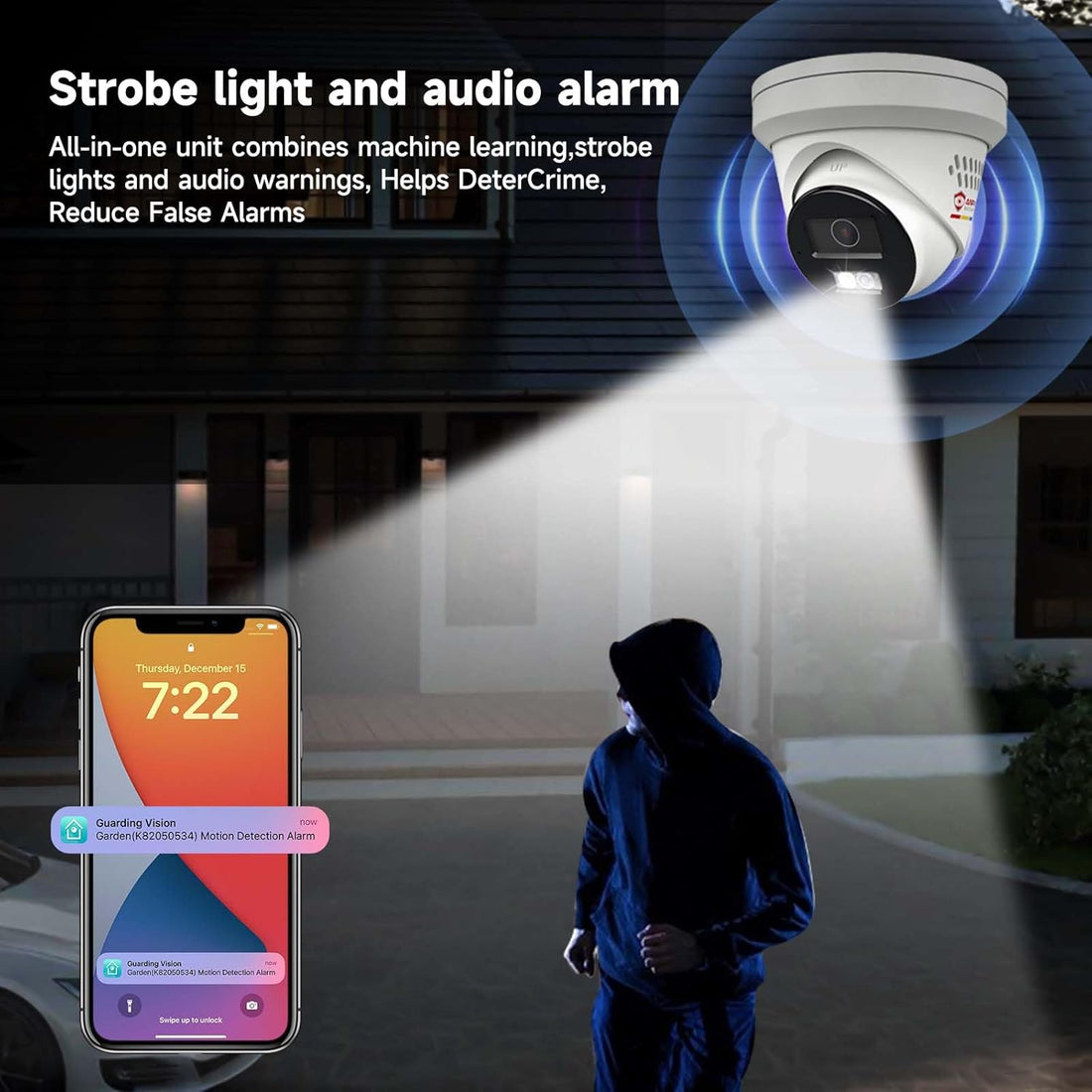 8MP IP Poe Camera, Strobe Light and Audio Alarm, Metal Turret 4K Security Camera Outdoor, 2 Way Audio, Smart Color Night Vision, Human/Vehicle Detection, IP67 Waterproof, 2.8Mm Lens (H Series)