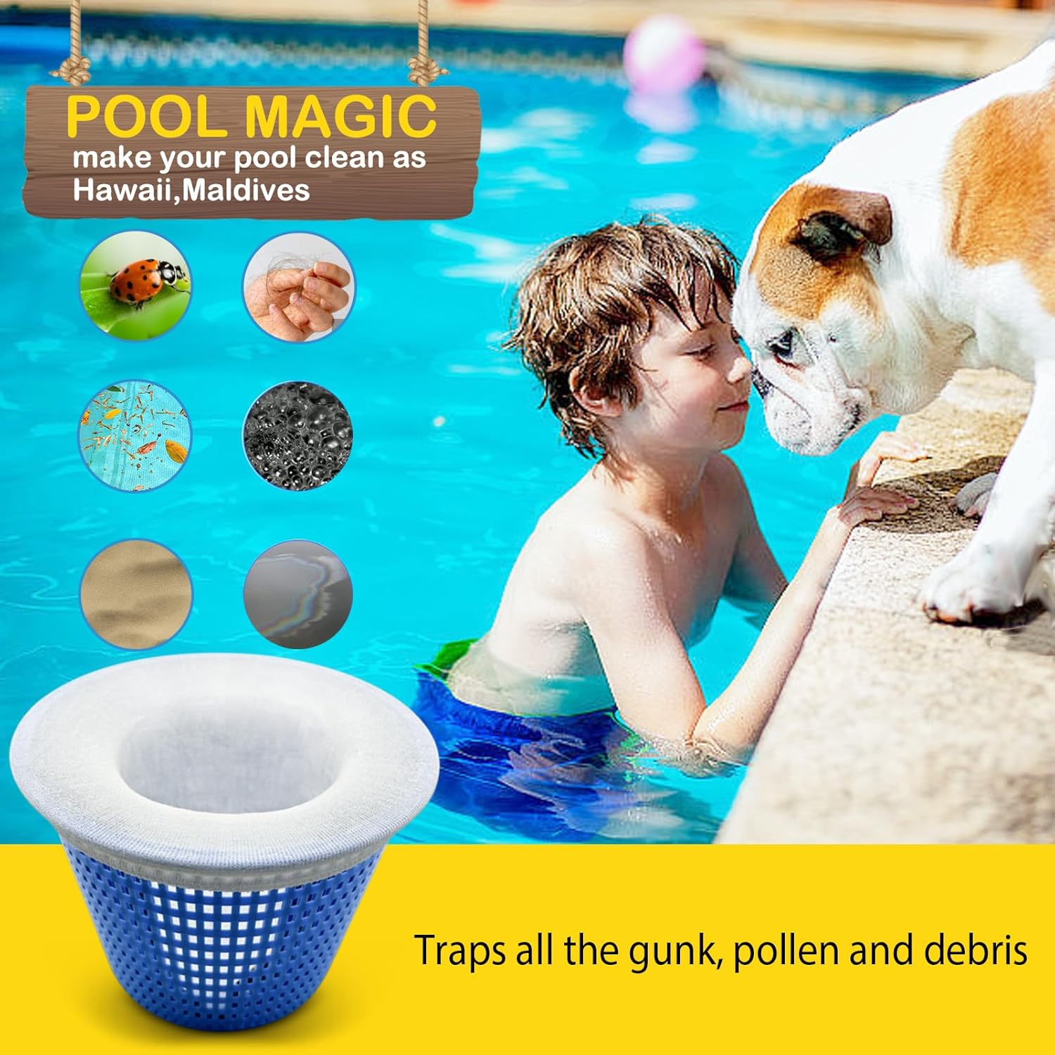 50 Pack Pool Filter Socks for Pool Skimmer, Pool Skimmer Socks for Inground Pool or above Ground Pool Filter, Ultra Fine Mesh Screen Liner Skimmer Basket Sock Scum Sock Saver, Debris Leaves Catcher