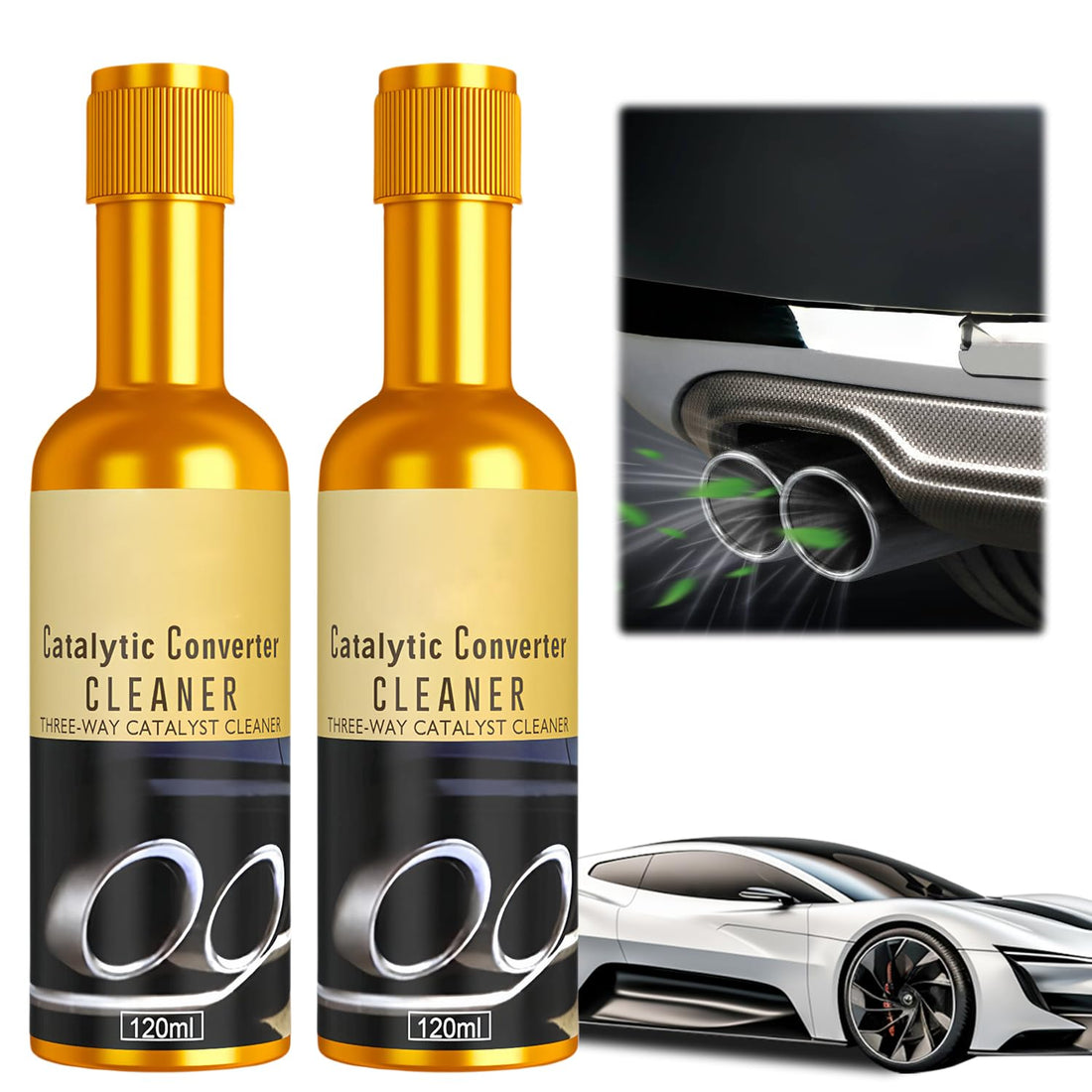 2PCS Catalytic Converter Cleaner Auto Parts Engine,  Exhaust System Pipe Carbon Removal Cleaner Treatment Additive Oil, Fuel System Treatment Oil Additive for Gas and Diesel Car