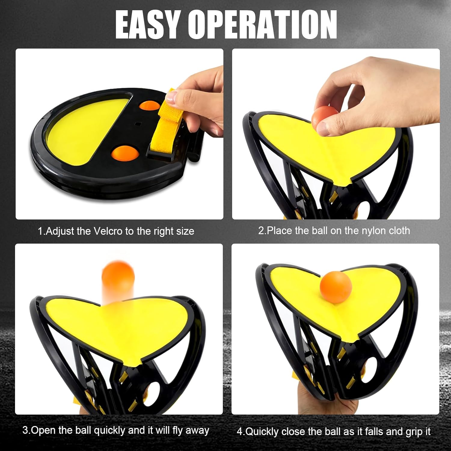 Toss and Catch Ball Game: 2Pcs Throw Catch Ball Game - Pop Pass Catch Ball Game with 4 Balls for Outdoor Yard Games Beach Pool Toys (2 Paddles 4 Balls)