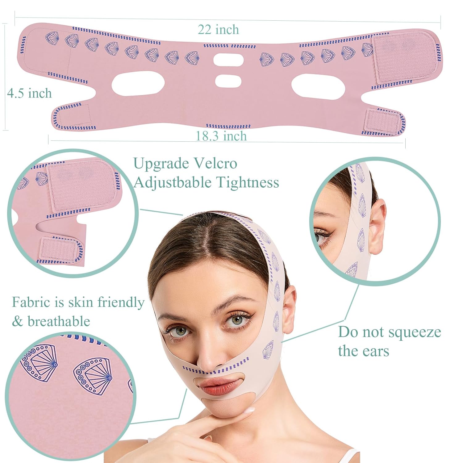 Face Lifting Strap, V Line Thin Face Slimming Belt Chin Lift Mask for Men and Women, Double Chin Reducer Tape Soft High-Elastic Fit Bandage