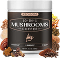10 in 1 Mushrooms Coffee, Instant Mushroom Coffee Powder with Lion'S Mane, Cordyceps, Reishi, Shiitake, Turkey Tail, King Trumpet, for Focus, Energy, Immunity, 180G, 60 Servings