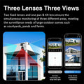 Triple Lens Wifi PTZ Security Camera, Three Cameras in One, Side Cameras with Adjustable All-Angle Arm, 2K 360° View No Blind Spot, Auto Tracking, Spotlight, 2 Way Audio