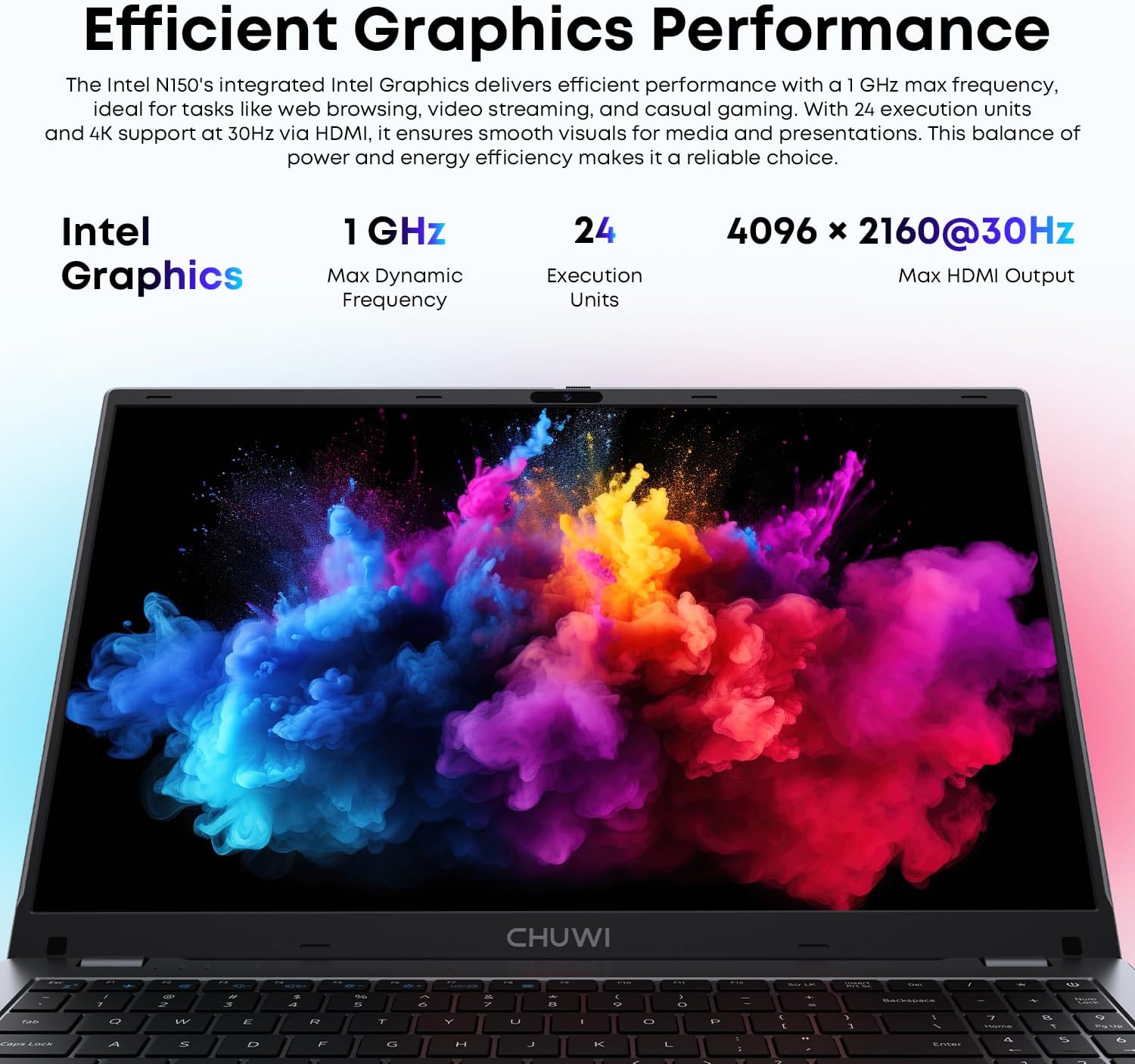 Gemibook plus Laptop 15.6'', 16GB LPDDR5 512GB SSD, Intel N150(Up to 3.6Ghz, TDP 15W), Windows 11 Laptops Computer, 2TB SSD Expend, IPS FHD 2K, HDMI, Wifi 6, BT5.2, USB 3.0, Webcam
