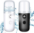 2 Pieces Nano Facial Mister 30 Ml Mini Face Humidifier Portable Facial Sprayer USB Rechargeable Handy Skin Care Machine for Face Hydrating, Daily Makeup (Dark Pink and White)