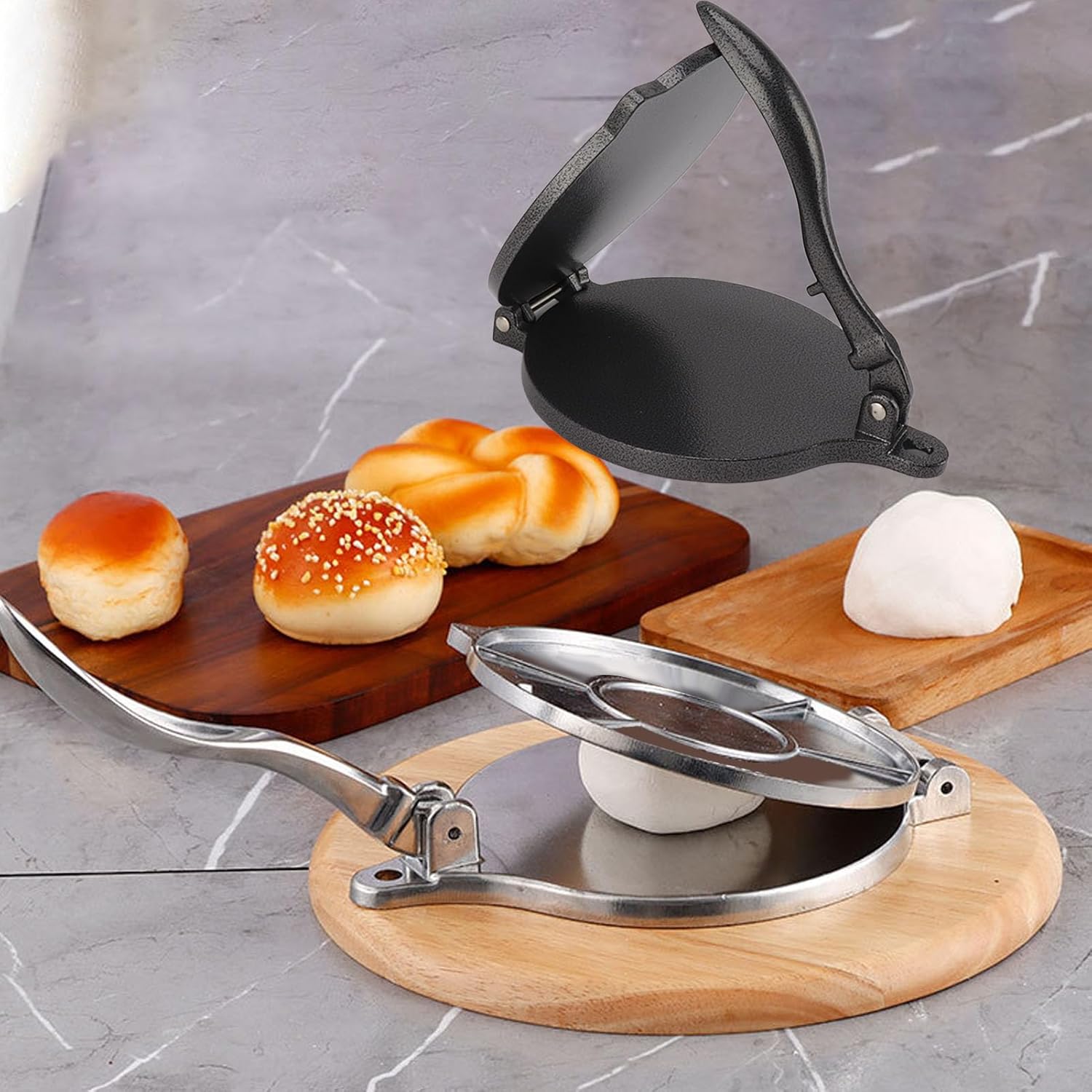 Tortilla Press, Aluminum Alloy Manual Tortilla Maker Quesadilla Maker Pataconera Maker Rotis Press Quesadilla Press for Pizza Pie Patty Making (16Cm Black)