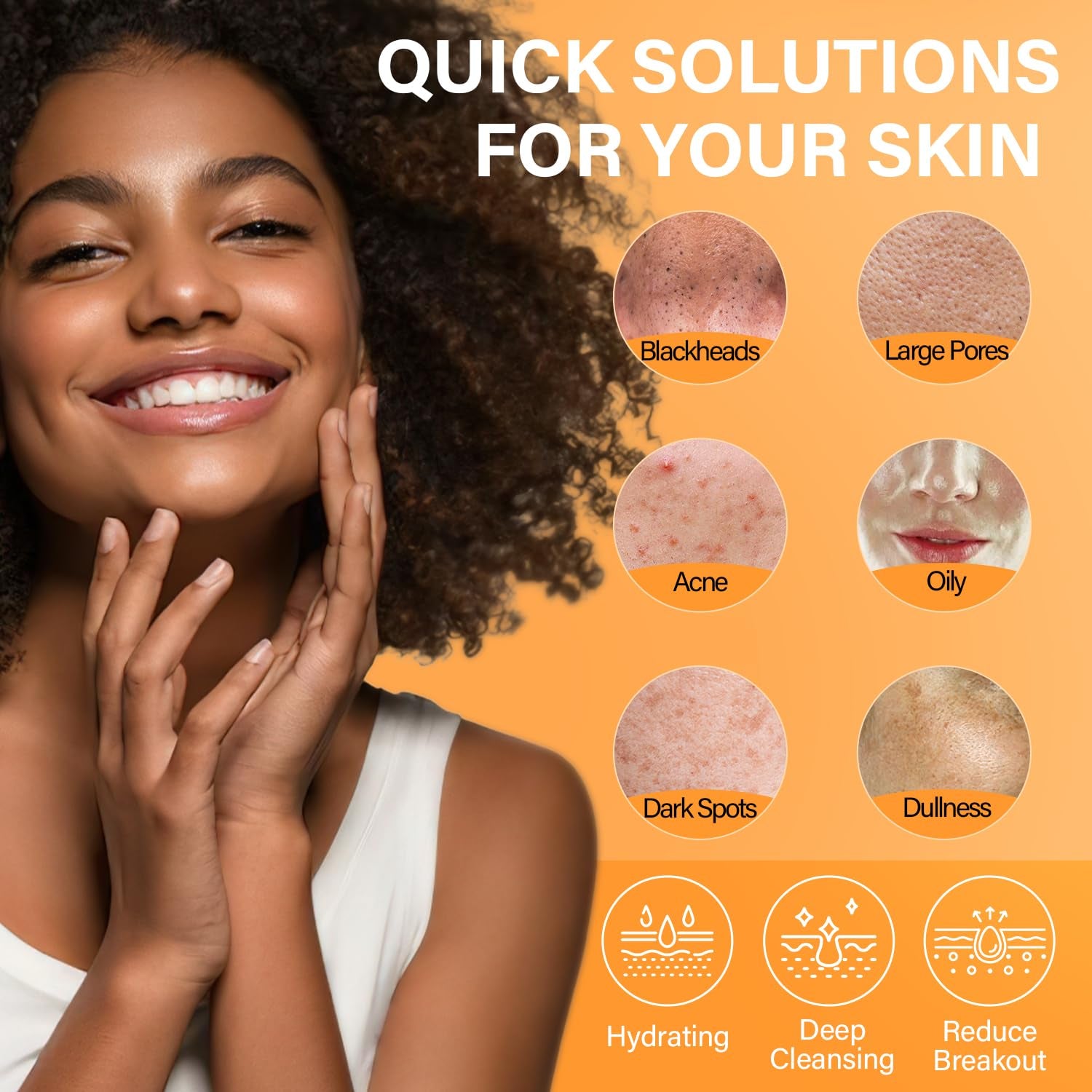 Facial Clay Mask Set - Vitamin C Face Mask with Turmeric, Dead Sea Mud & Salicylic Acid Mask for Pores Cleansing, Blackheads, Dark Spots, Brightening, Face Masks Skincare Gift for Women, 2.82 Oz Each