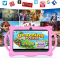 2025 Kids Tablet, 7 Inch Android 14 Tablet for Kids, 8GB+32GB ROM+1TB Expand Quad-Core Toddler with Shockproof Case, BT, Wifi, Parental Control, Dual Camera, Games (Pink)