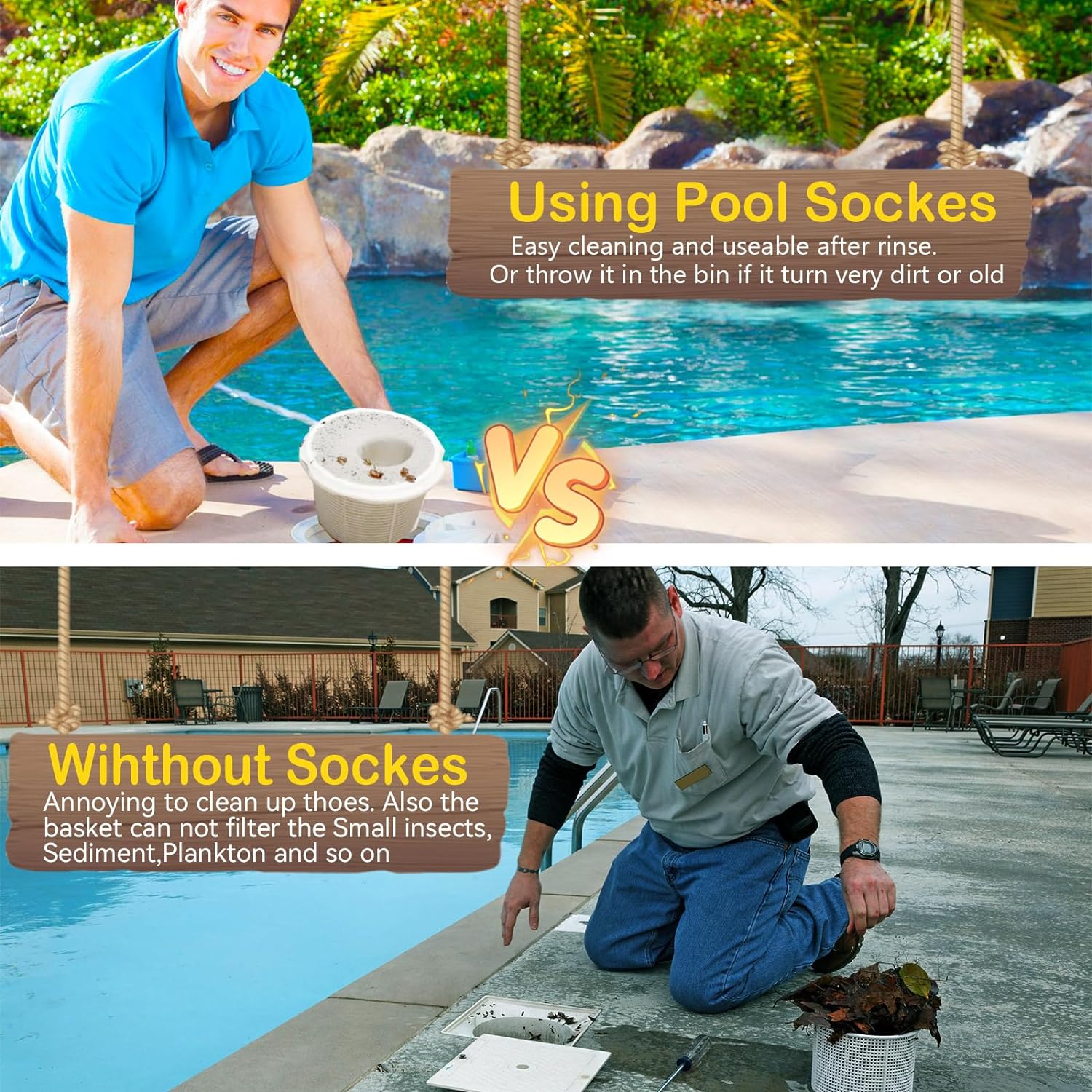 50 Pack Pool Filter Socks for Pool Skimmer, Pool Skimmer Socks for Inground Pool or above Ground Pool Filter, Ultra Fine Mesh Screen Liner Skimmer Basket Sock Scum Sock Saver, Debris Leaves Catcher