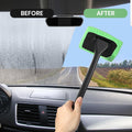 6PCS Windshield Cleaning Tool Car Window Cleaner with 5 Reusable and Washable Microfiber Pads and Extendable Handle Auto inside Glass Wiper Kit Green (Green)