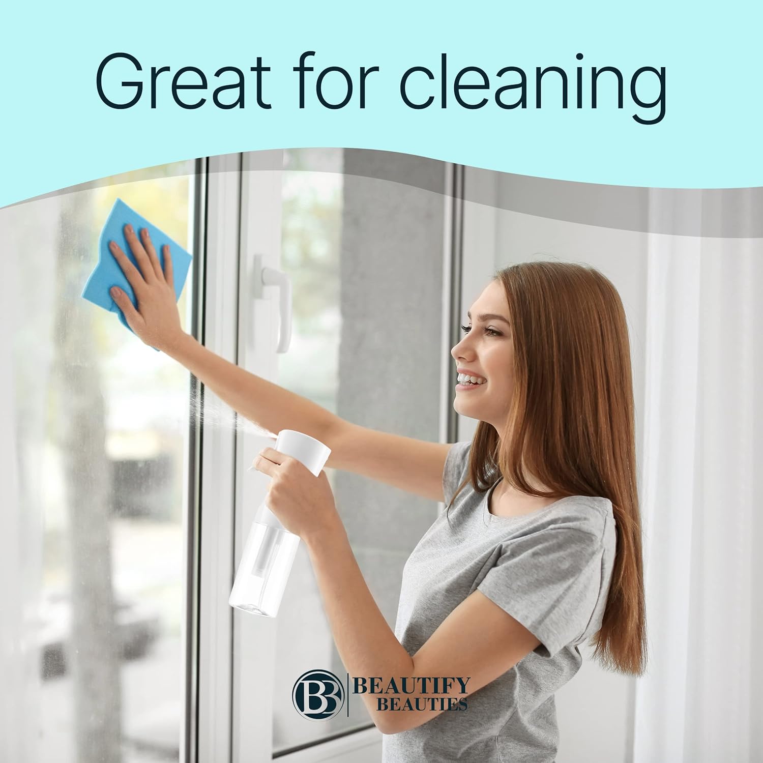 Hair Spray Bottle – Ultra Fine Continuous Water Mister for Hairstyling, Cleaning, Plants, Misting & Skin Care (Clear, 6.8 Ounces)