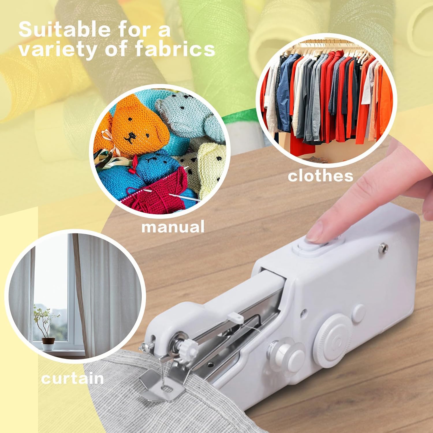 Handheld Mini Sewing Machine, Cordless Portable Quick Electric Sewing Machine with Sewing Accessories for Beginners, Suitable for Home Travel DIY Clothes