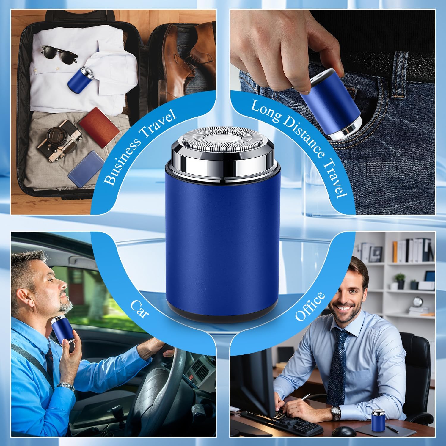 Unisex Mini Portable Electric Shaver, USB C Rechargeable Waterproof Electric Razor Trimmer for Face, Leg, Armpit, Chest and Body Hair (Blue)