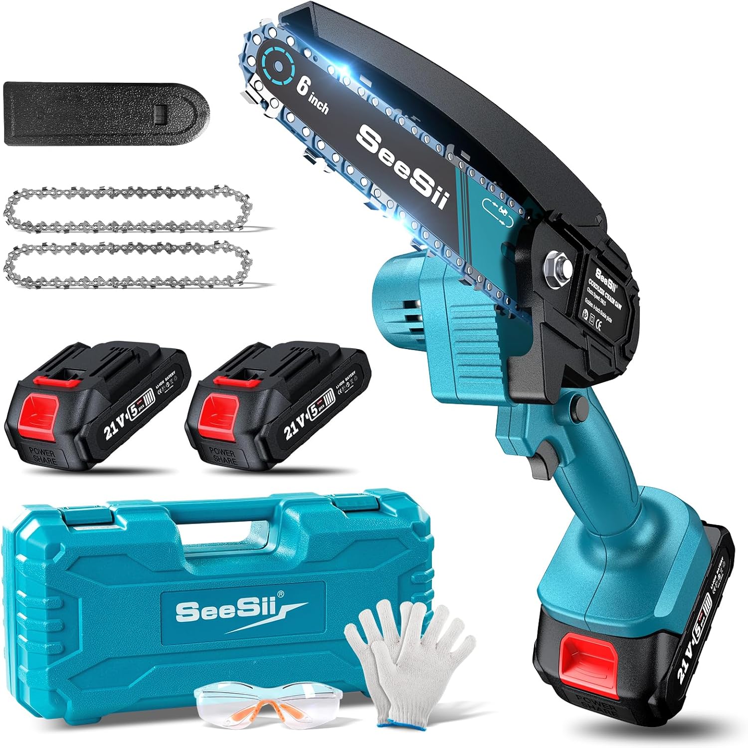 Mini Chainsaw 8-Inch, Mini Chainsaw Cordless Tool Set, Battery Chainsaw with 2X 4.0Ah Batteries, Handheld Electric Power Chain Saw with Oiler, Safety Lock for Tree Trimming,Wood Cutting