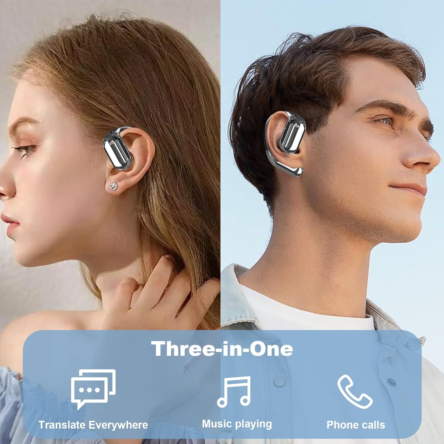 AI Translator Wireless Earbuds Real-Time Language Translation Earphone, 3-In-1 Translating Earbud with 144 Languages ​​& Accents, LED Full Color Touch Screen with 16 Additional App Bluetooth 5.4