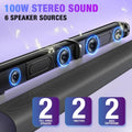 Sound Bar, 100W Sound Bar for Smart TV, Bluetooth 5.3 Soundbar, 2 in 1 Detachable Home Speaker Bass Effect, Home Theater Surround Sound, Arc/Optical/Aux/Usb Connections, for Tv/Pc/Projectors