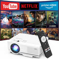 【Netflix Officially】 Smart Projector with Wifi and Bluetooth, Mini Movie Projector with Apps Built-In, 1080P Outdoor Projector for Phone/Pc/Hdmi/Usb, Two-Way Bluetooth, 50% Zoom