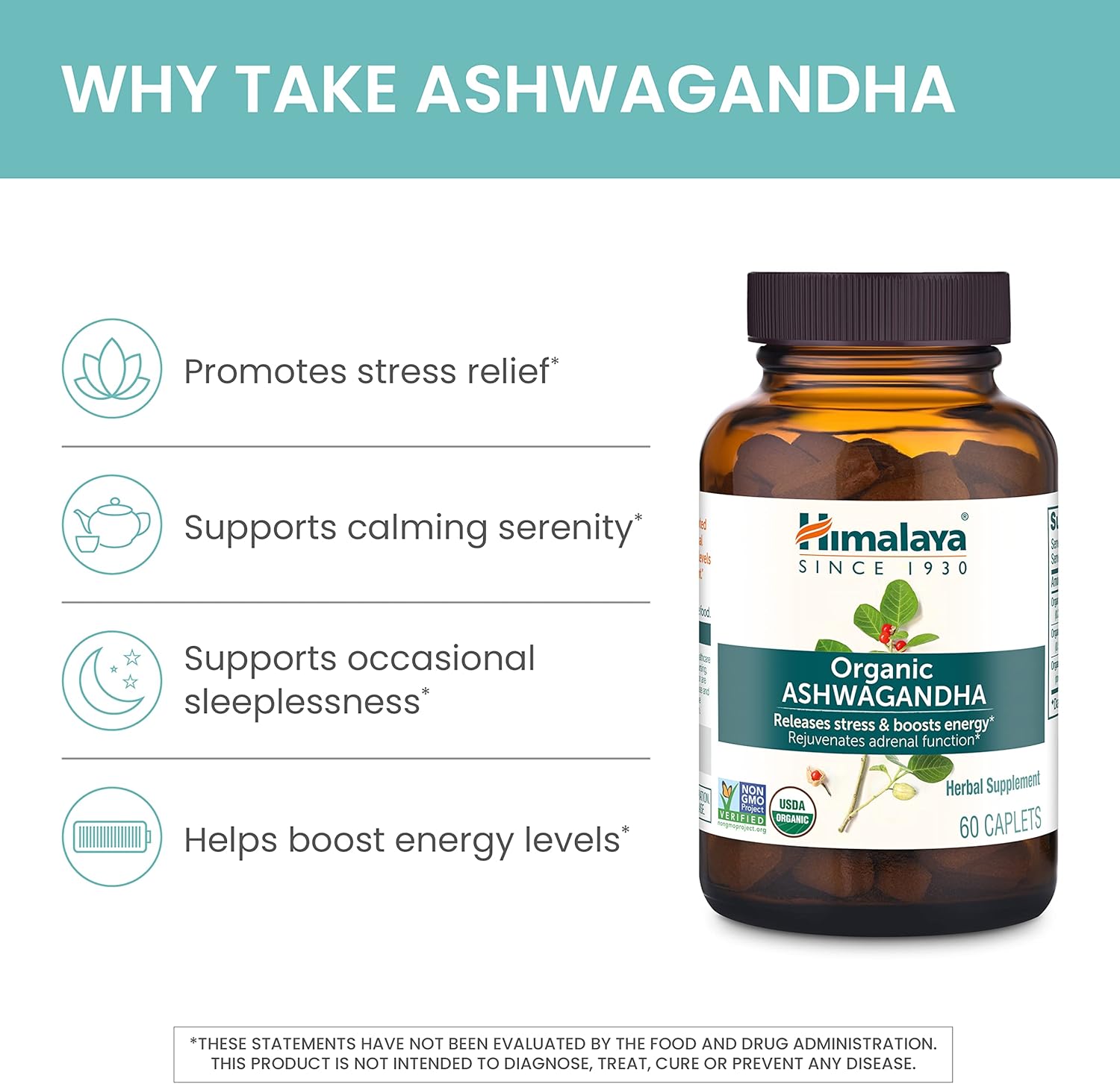 Organic Ashwagandha and Shilajit Extract, Supplements for Stress Relief & Energy Support, 60 Count (Pack of 2)