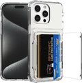 For Iphone 16 Pro Max Clear Wallet Case with RFID Blocking Card, up to 5 Cards, Hybrid Protective Case with Card Holder, TPU + PC, Anti-Yellowing, 6.9