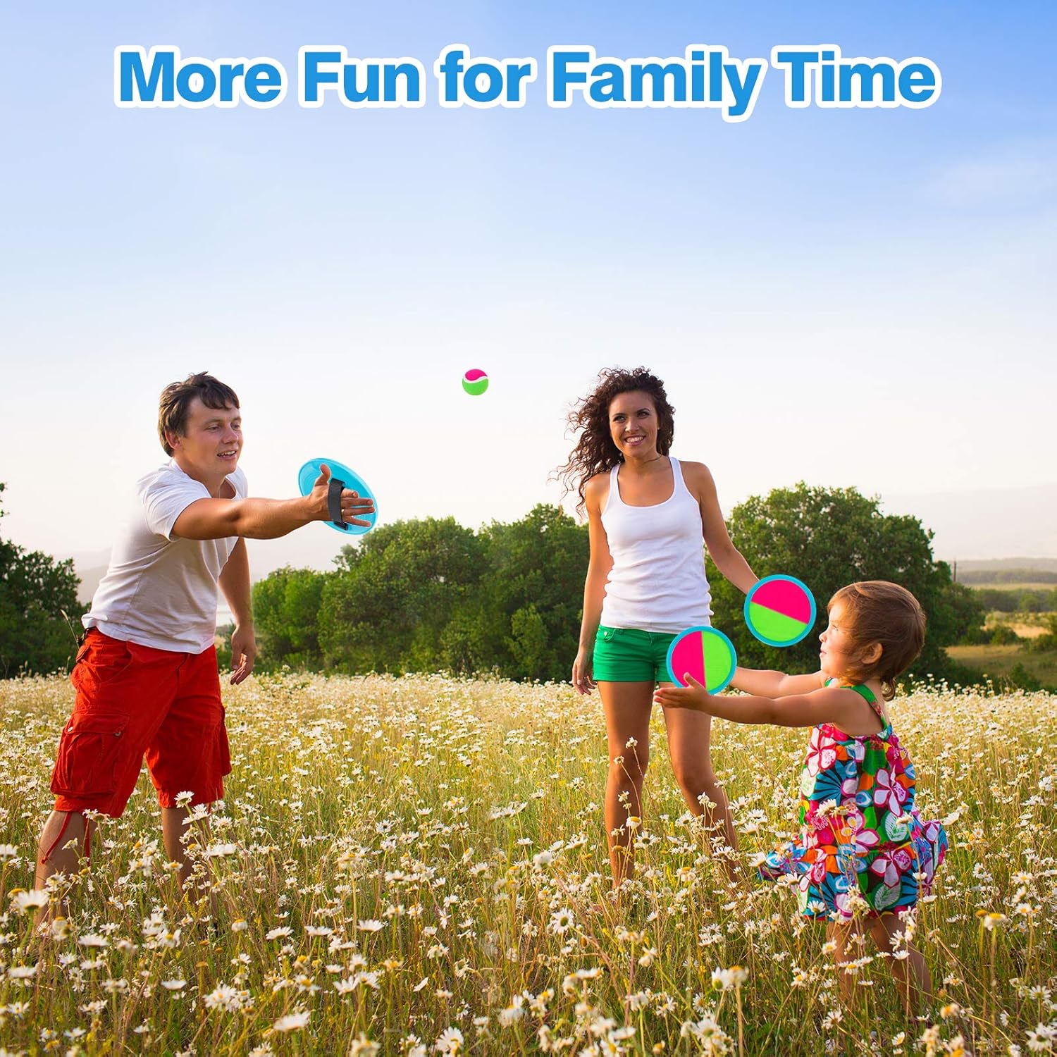 Beach Toys - Outdoor Games, Sand Toys, Toss and Ball Set with 6 Paddles and 3 Balls, Perfect Yard Games Outdoor Toys Games for Kids Ages 4-8 Easter Gifts for Kids/Adults/Family