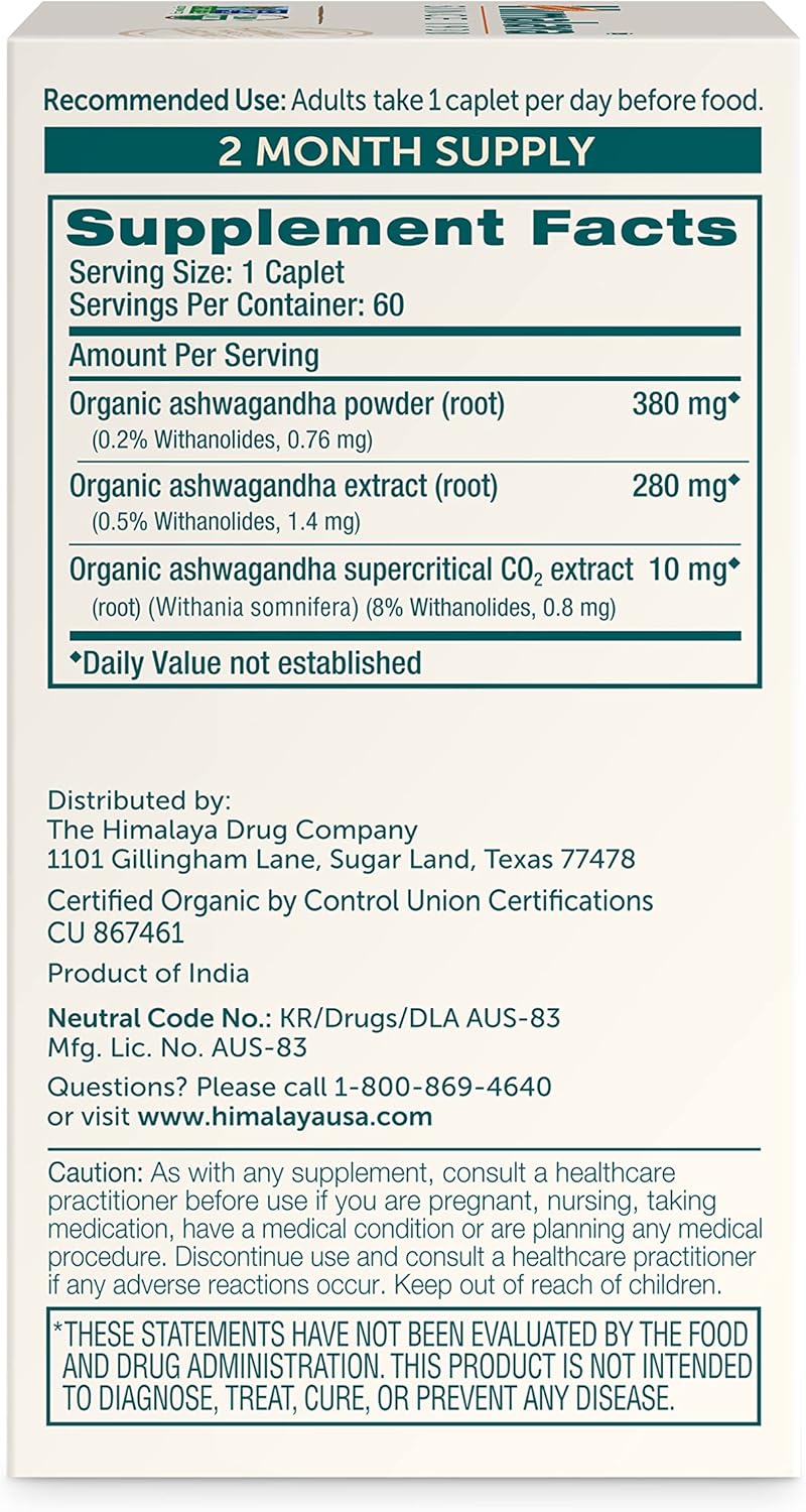 Organic Ashwagandha and Shilajit Extract, Supplements for Stress Relief & Energy Support, 60 Count (Pack of 2)