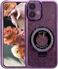 Transparent Glitter Case for Motorola Moto G24/G04S,Magnetic Ring Holder Bling Sparkle Girl Women Clear Silicone TPU Shockproof Phone Case Cover for Motorola Moto G24/G04S-Pink