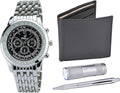Gift Set Men'S Watch Black- LED Lamp - Wallet -Pen
