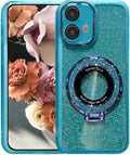 Transparent Glitter Case for Motorola Moto G24/G04S,Magnetic Ring Holder Bling Sparkle Girl Women Clear Silicone TPU Shockproof Phone Case Cover for Motorola Moto G24/G04S-Pink