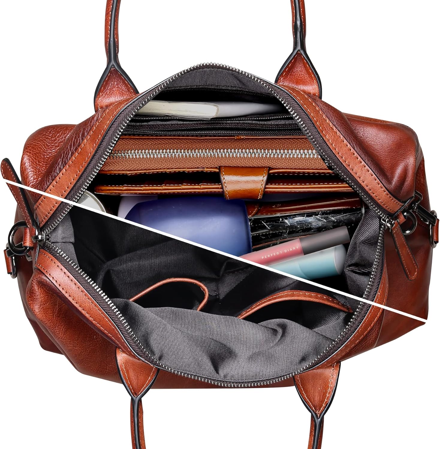 Genuine Leather Satchel Tote Bag Top Handle Handbag Designer Shoulder Bag Large Capacity Cross Body Bag