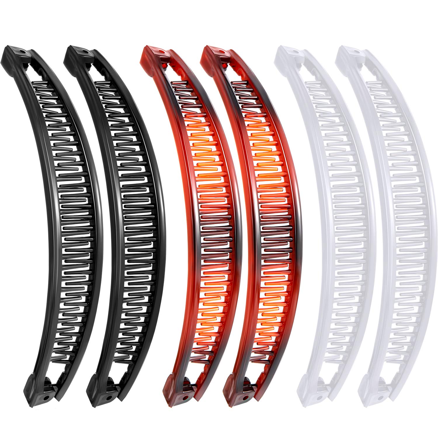 6 Pcs Banana Clip Hair Clincher Combs Classic Banana Hair Clip Fish Shape Ponytail Clips for Women Girls Thick Curly Thin Fine Hair(Brown, Black)