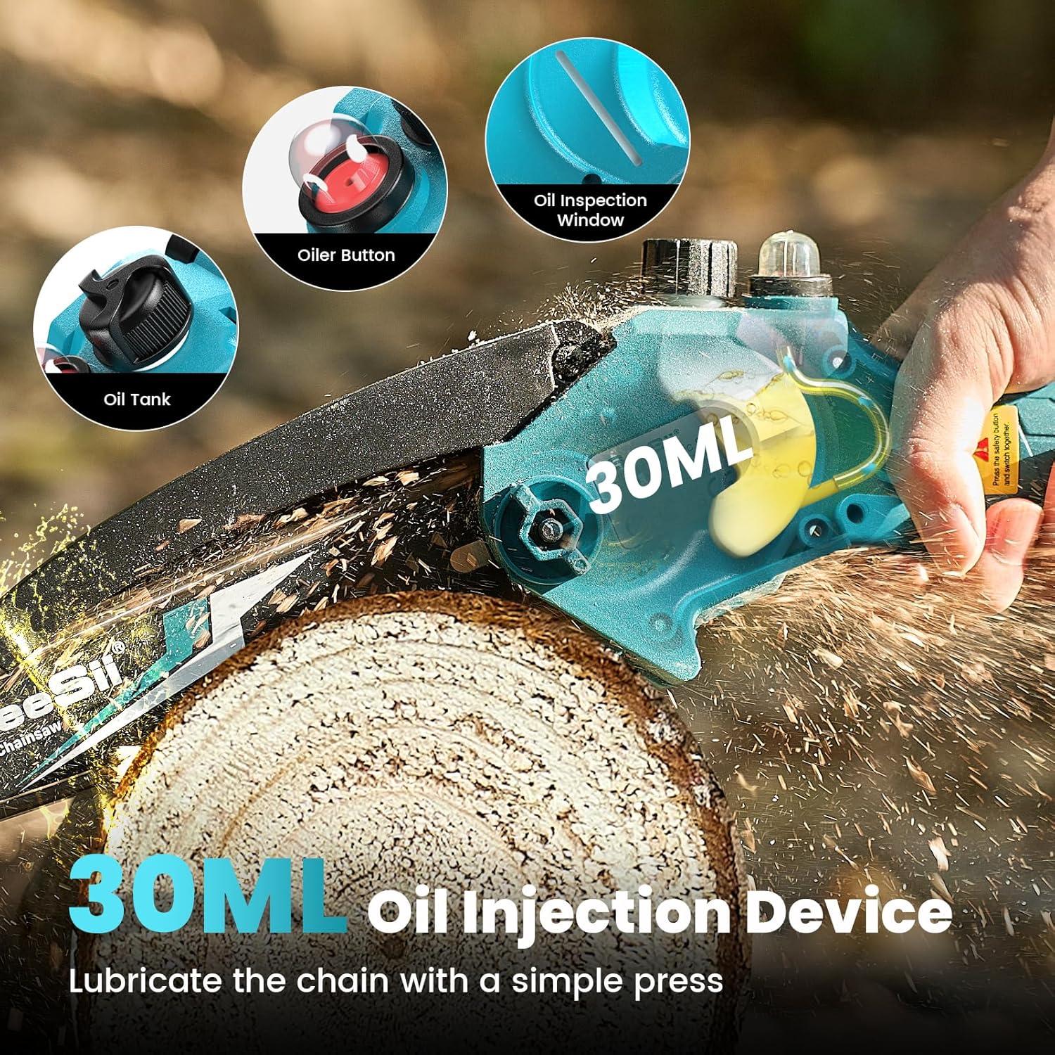 Mini Chainsaw 8-Inch, Mini Chainsaw Cordless Tool Set, Battery Chainsaw with 2X 4.0Ah Batteries, Handheld Electric Power Chain Saw with Oiler, Safety Lock for Tree Trimming,Wood Cutting