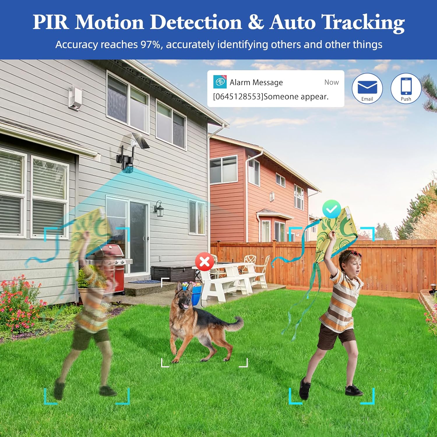 4K Solar Security Cameras Wireless Outdoor, 2.4G & 5G Wifi PTZ Camera Battery Powered, 360°View Home Security Systems with Color Night Vision, Spotlight Siren, PIR Sensor, IP66, 2 Pack