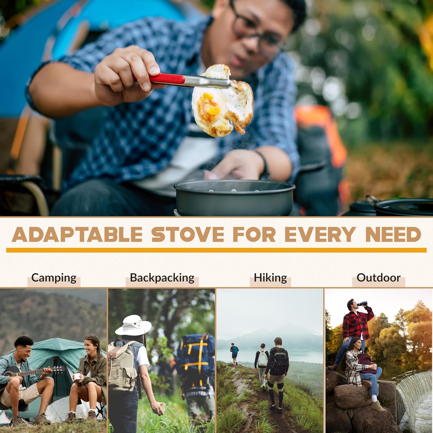 54,500 BTU Multi-Fuel Portable Camping Stove – 16,000W Collapsible Windproof Burner with Fuel Canister Adapter & Carrying Case for Outdoor Cooking, Backpacking & Emergency Use