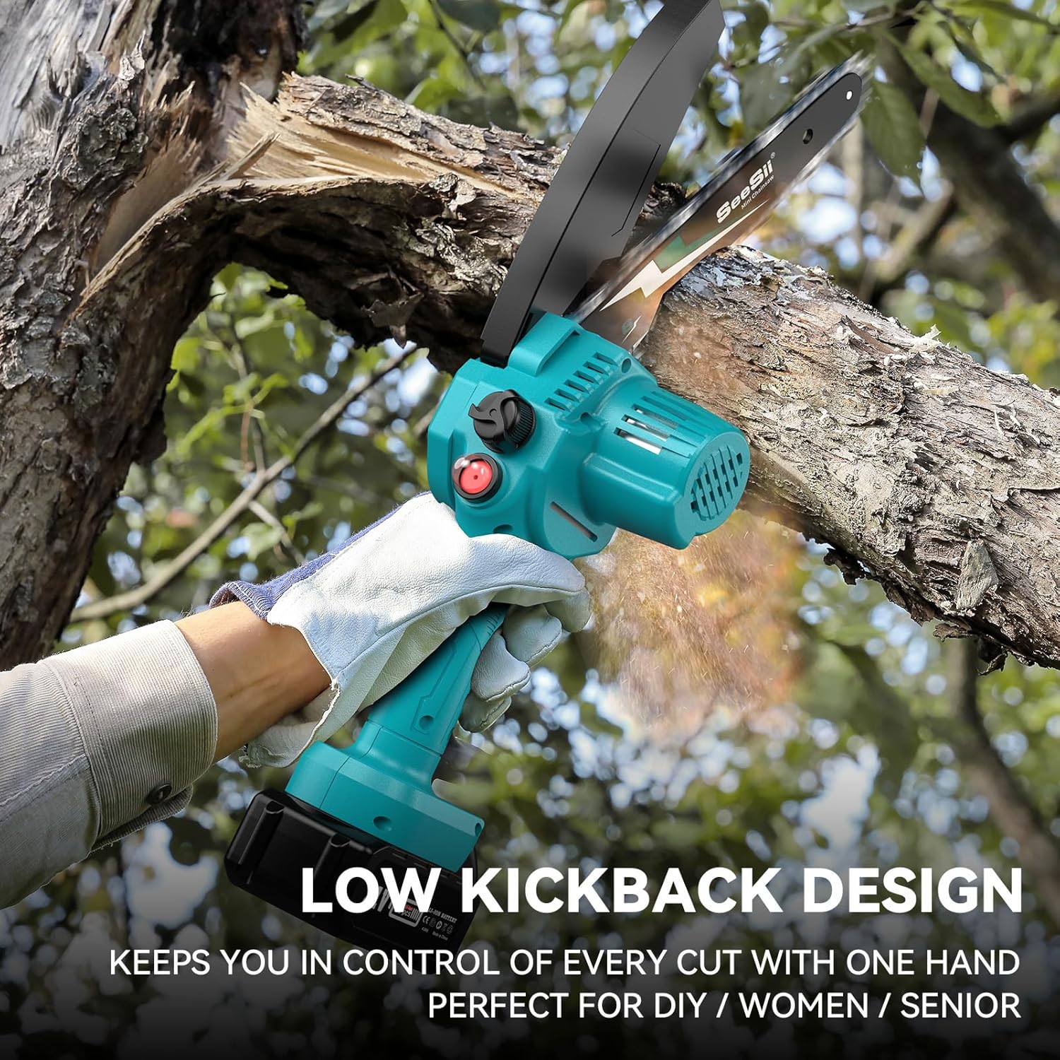 Mini Chainsaw 8-Inch, Mini Chainsaw Cordless Tool Set, Battery Chainsaw with 2X 4.0Ah Batteries, Handheld Electric Power Chain Saw with Oiler, Safety Lock for Tree Trimming,Wood Cutting