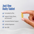 Men’S Multivitamin One Daily - Bone, Energy, & Blood-Vessel Support - Immunity Supplement - 20 Essential Nutrients - 30 Tablets - 30 Servings