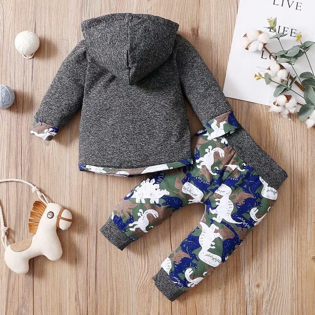 Baby Boy Clothes Toddler Infant Boys Fall Winter Outfit Long Sleeve Plaid Pocket Hoodie Tops + Pants 2Pcs