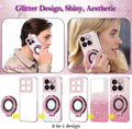 Transparent Glitter Case for Motorola Moto G24/G04S,Magnetic Ring Holder Bling Sparkle Girl Women Clear Silicone TPU Shockproof Phone Case Cover for Motorola Moto G24/G04S-Pink