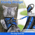 Cat Harness and Leash Set for Walking Escape Proof, Adjustable Soft Kittens Vest with Reflective Strip for Cats, Comfortable Outdoor Vest, Blue, S