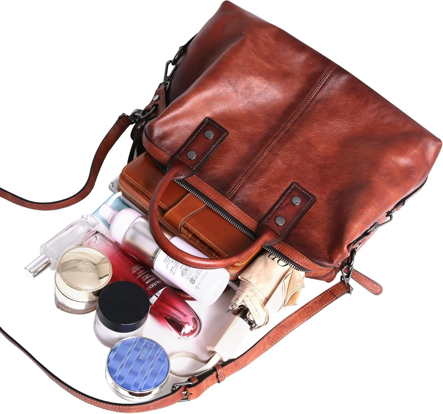 Genuine Leather Satchel Tote Bag Top Handle Handbag Designer Shoulder Bag Large Capacity Cross Body Bag
