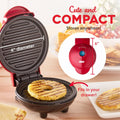 Mini Maker Portable Grill Machine + Panini Press for Gourmet Burgers, Sandwiches, Chicken + Other on the Go Breakfast, Lunch, or Snacks with Recipe Guide - Red