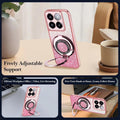 Transparent Glitter Case for Motorola Moto G24/G04S,Magnetic Ring Holder Bling Sparkle Girl Women Clear Silicone TPU Shockproof Phone Case Cover for Motorola Moto G24/G04S-Pink