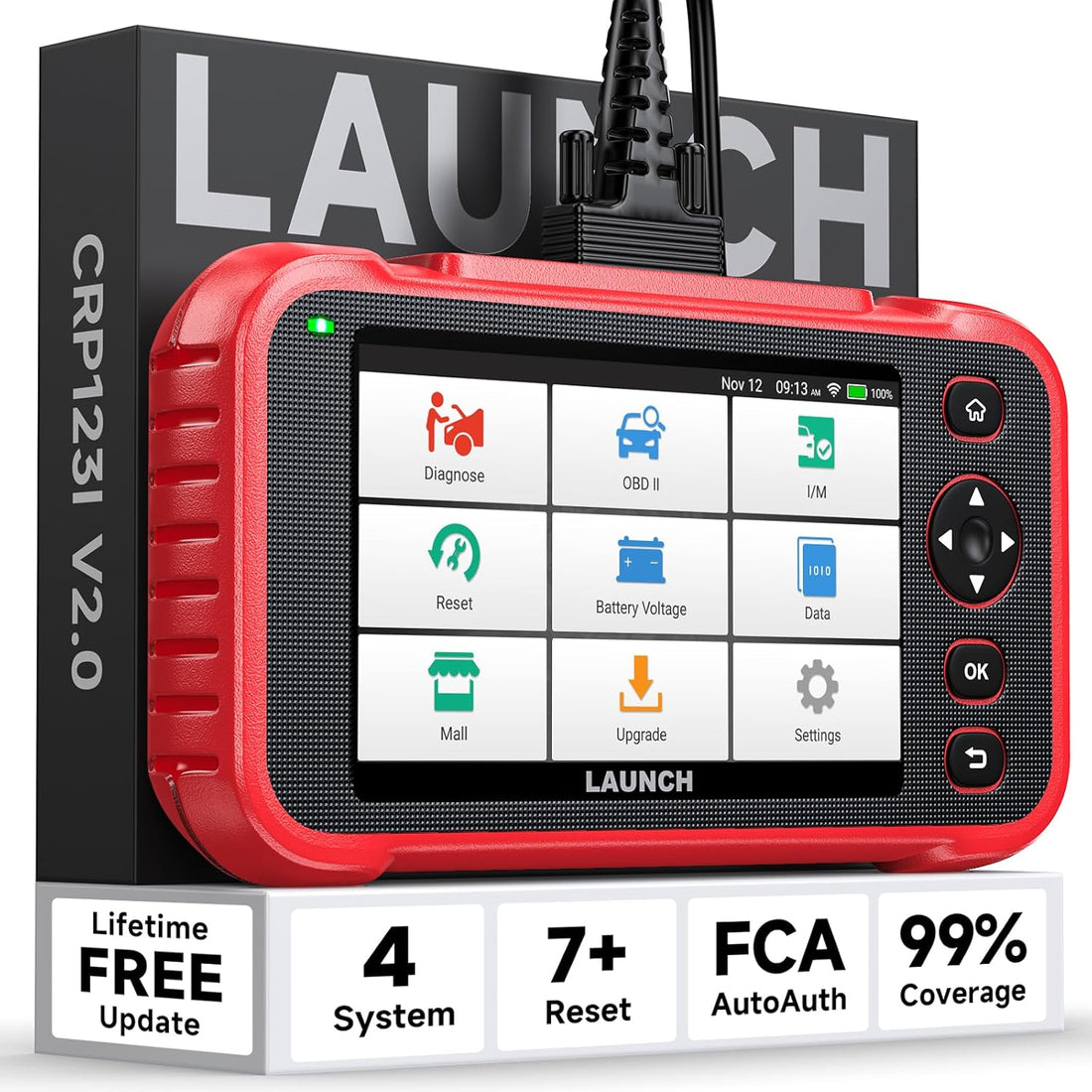 CRP123I V2.0 Elite OBD2 Scanner Diagnostic Tool, 2025 New Code Reader for Cars and Trucks, Engine ABS SRS Transmission Car Scanner, Lifetime Free Update, Oil/Epb/Dpf/Sas/Bms Throttle Relearn